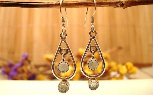 Boucles d'oreilles argent et Pierre de lune.