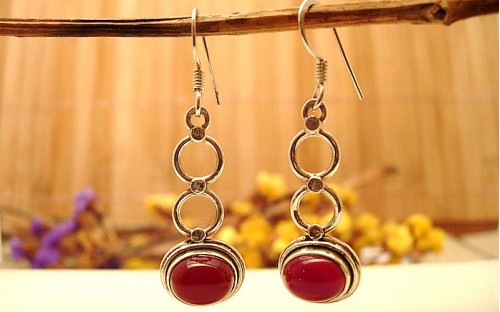 Boucles d'oreilles argent et Cornaline