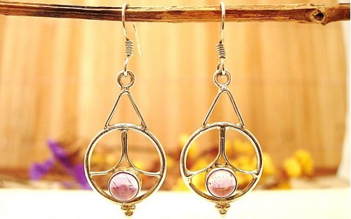 Boucles d'oreilles argent et Améthyste.