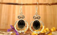 Boucles d'oreilles argent et Onyx noire.