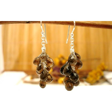 Boucles d'oreille et Quartz fumé.