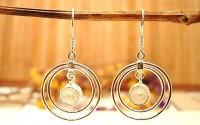 Boucles d'oreille en argent et Pierre de lune.