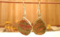 Boucles d'oreille en argent et Jaspe unakite.