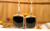 Boucles d'oreille argent et Tourmaline noire