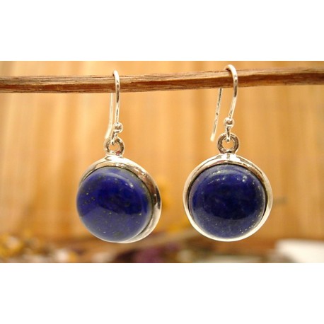 Boucles d'oreille en argent et Lapis lazuli.