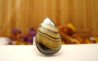Bague argent et serpentine pyrite T 52