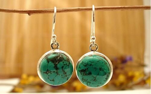 Boucles d'oreille argent et Turquoise.