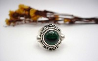 Bague argent avec Malachite T 49