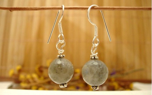 Boucles d'oreilles argent et Labradorite.