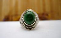 Bague argent avec MalachiteT 52