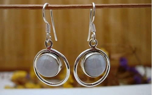 Boucles d'oreille en argent et Calcédoine blue..