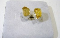 Boucles d'oreille en argent et Citrine brute.