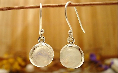 Boucles d'oreilles en argent et Pierre de lune.