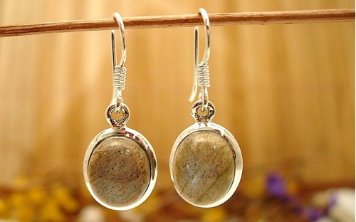 Boucles d'oreilles argent et Labradorite.