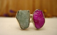 Bague en argent et Pierre brute T 57