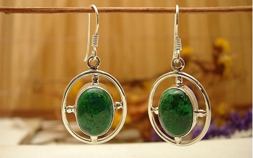 Boucles d'oreilles argent et Chrysocolle.