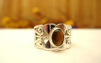 Bague en argent et Oeil de tigre T 52.5