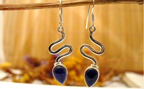 Boucles d'oreille argent et Lapis lazuli.