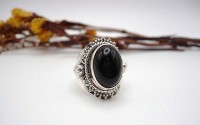 Bague en argent et Onyx noire T 50