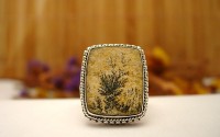 Bague en argent et jaspe leaf T 57
