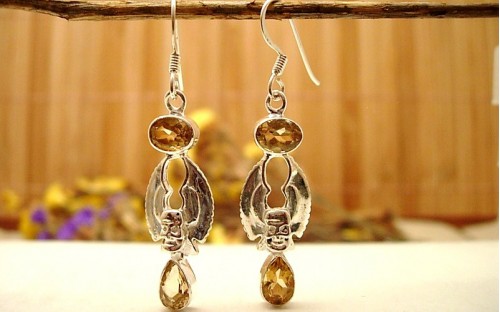 Boucles d'oreilles en argent et Citrine