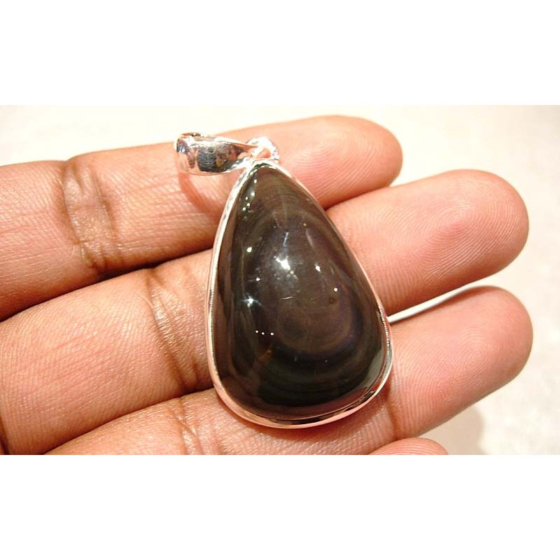 PENDENTIF OBSIDIENNE OEIL CELESTE