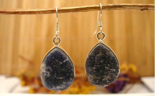 Boucles d'oreilles argent et Sodalite.