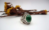 Bague en argent et Malachite T 54