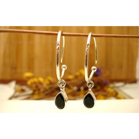 Boucles d'oreilles argent et Onyx noire.