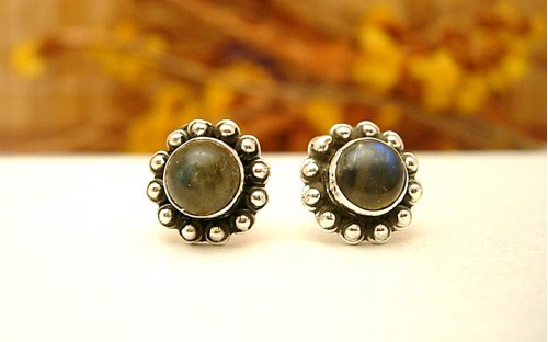 Clous d'oreille argent et Labradorite