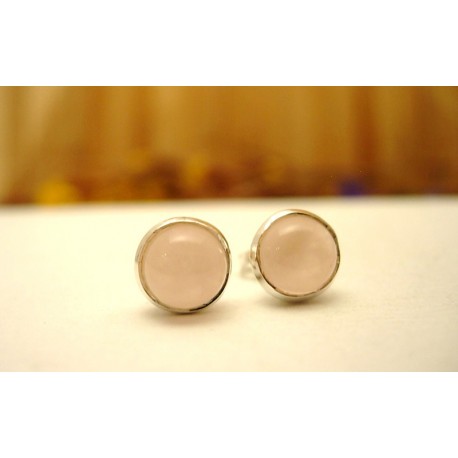 Clous d'oreille argent et Quartz rose.