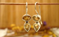 Boucles d'oreille argent et Citrine.