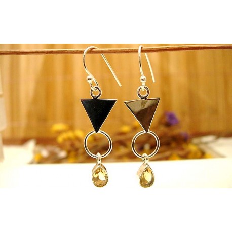 Boucles d'oreilles argent et Citrine.