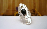 Bague argent et Topaze bleu T 60.