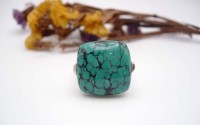 Bague argent et turquoise T58