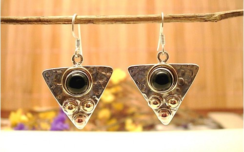 Boucles d'oreilles argent et Onyx noire