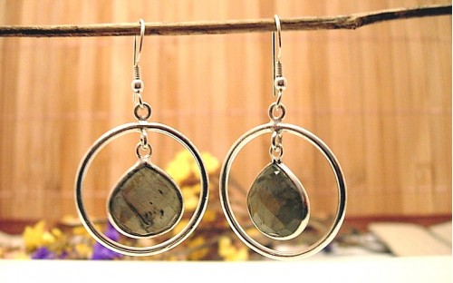 Boucles d'oreilles argent et Labradorite