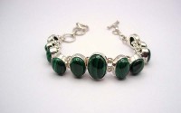 Bracelets en argent et Malachites.