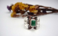 Bague argent et Malachite T 58