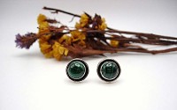 Clous d'oreilles argent et Malachite.