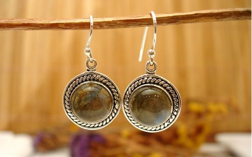 Boucles d'oreille argent et Labradorite.