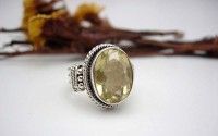 Bague en argent et Lemon quartz T52