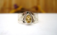 Bague en argent et Citrine T 52
