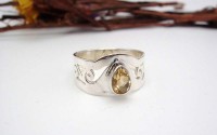 Bague en argent et Citrine T 52