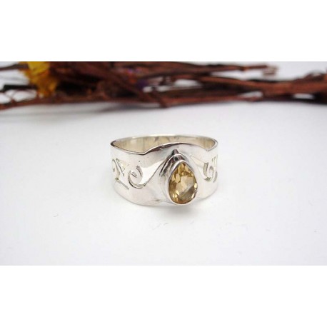 Bague en argent et Citrine T 52