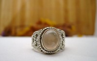 Bague en argent et Quartz rose T 52