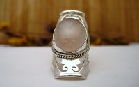 Bague en argent et Quartz rose T 56