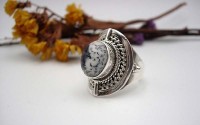 Bague en argent et Dendrite opale T57